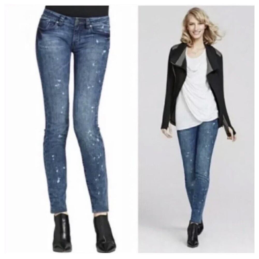 CAbi Jeans Women's Size 2 Constellation Skinny Jeans Bleach Details Acid Wash